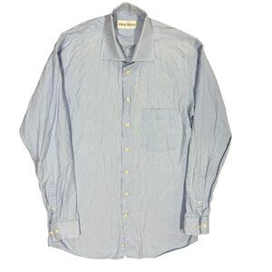 Harry Rosen Dress Shirt Textured Long Sleeve Button Up Blue Cotton 15 1/2 Medium